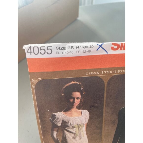 Simplicity 4055 Misses Regency Era Costume Sewing Pattern Sizes RR 14-20 Vintage - Picture 5 of 6